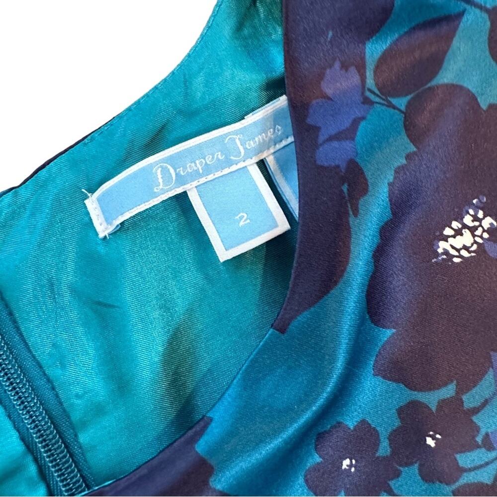 Draper James Teal Floral A-Line Dress Sz 2 - Picture 10 of 10